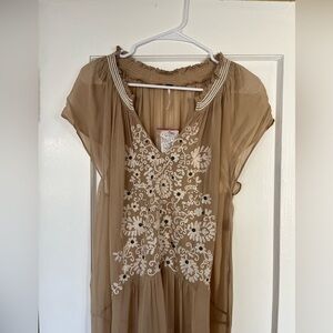 Free People (NWT) Womens Boho Long Kimono size M beige